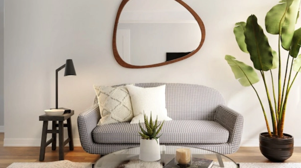 Cat Rumah Minimalis Putih dengan Paduan Cermin Artistik