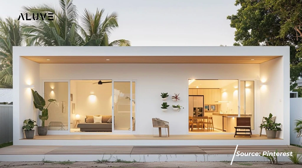 Desain Rumah Minimalis 1 Lantai dengan Pintu Geser Kaca