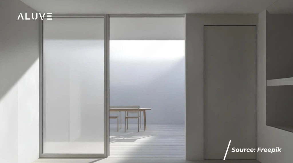 Hunian Minimalis Pintu Sliding Aluminium