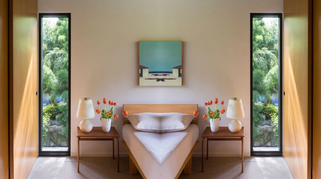 Jendela Kaca Mati Aluminium Berpadu dengan Ruangan Kayu