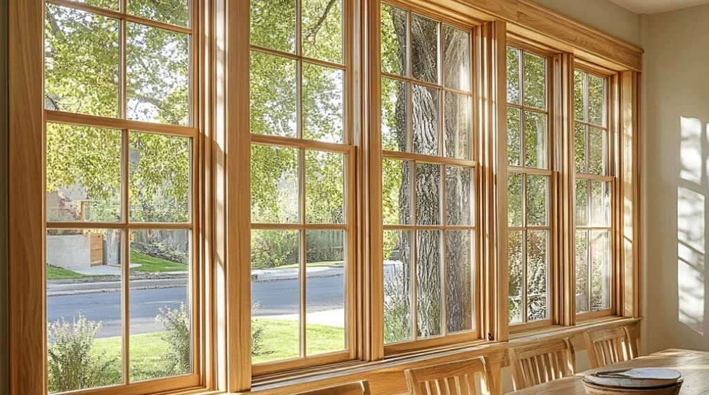 Jendela Kayu Grid (Kotak-Kotak)