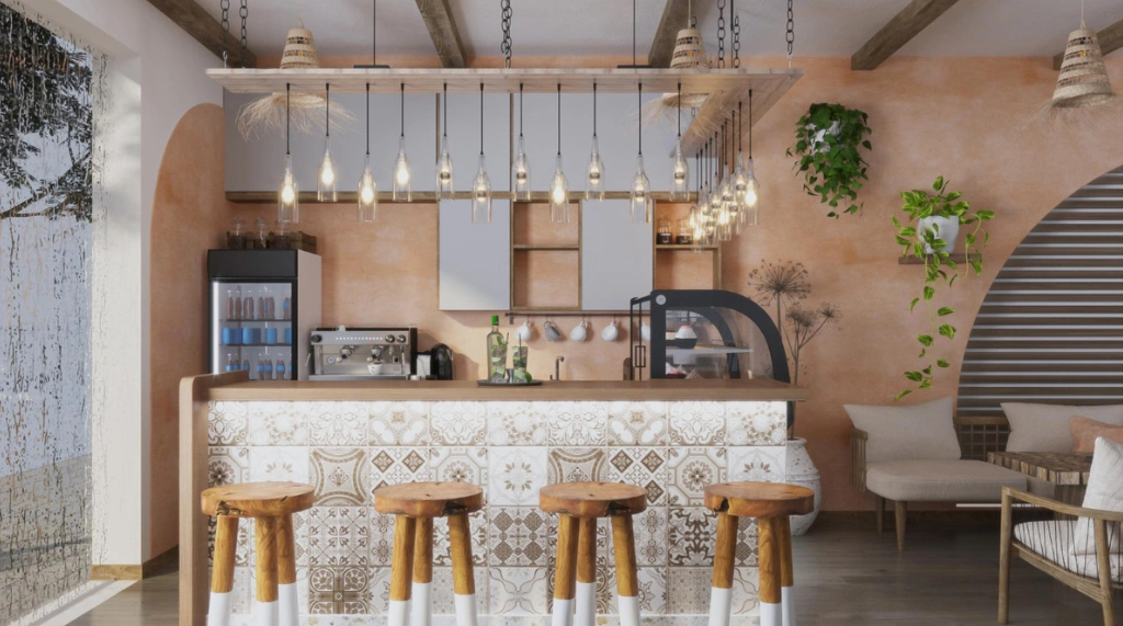 konsep cafe minimalis bohemian