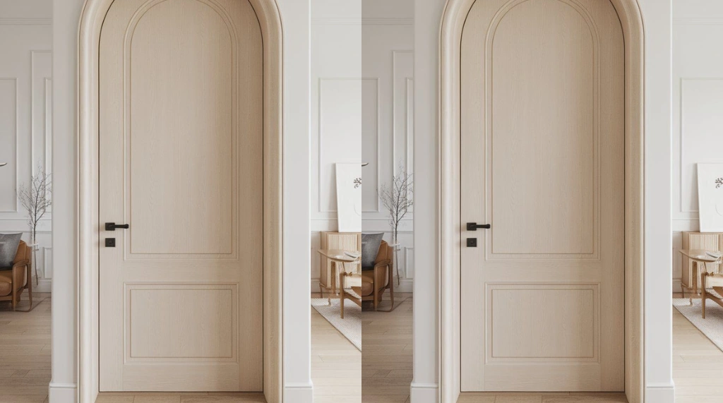 Pintu Bentuk Arch Klasik Kayu Terang