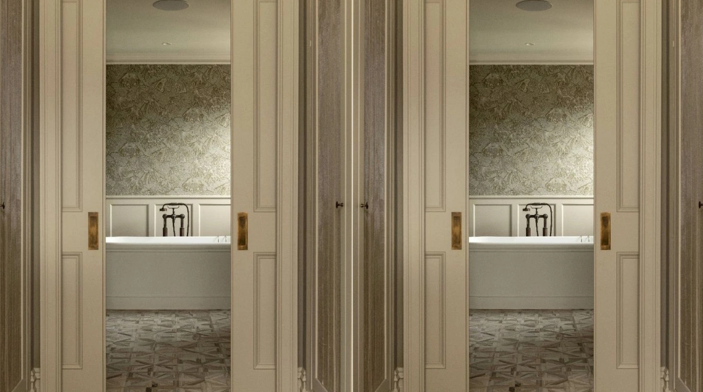 Pintu Kamar Mandi Sliding Double Pocket Door Bergaya Klasik Modern