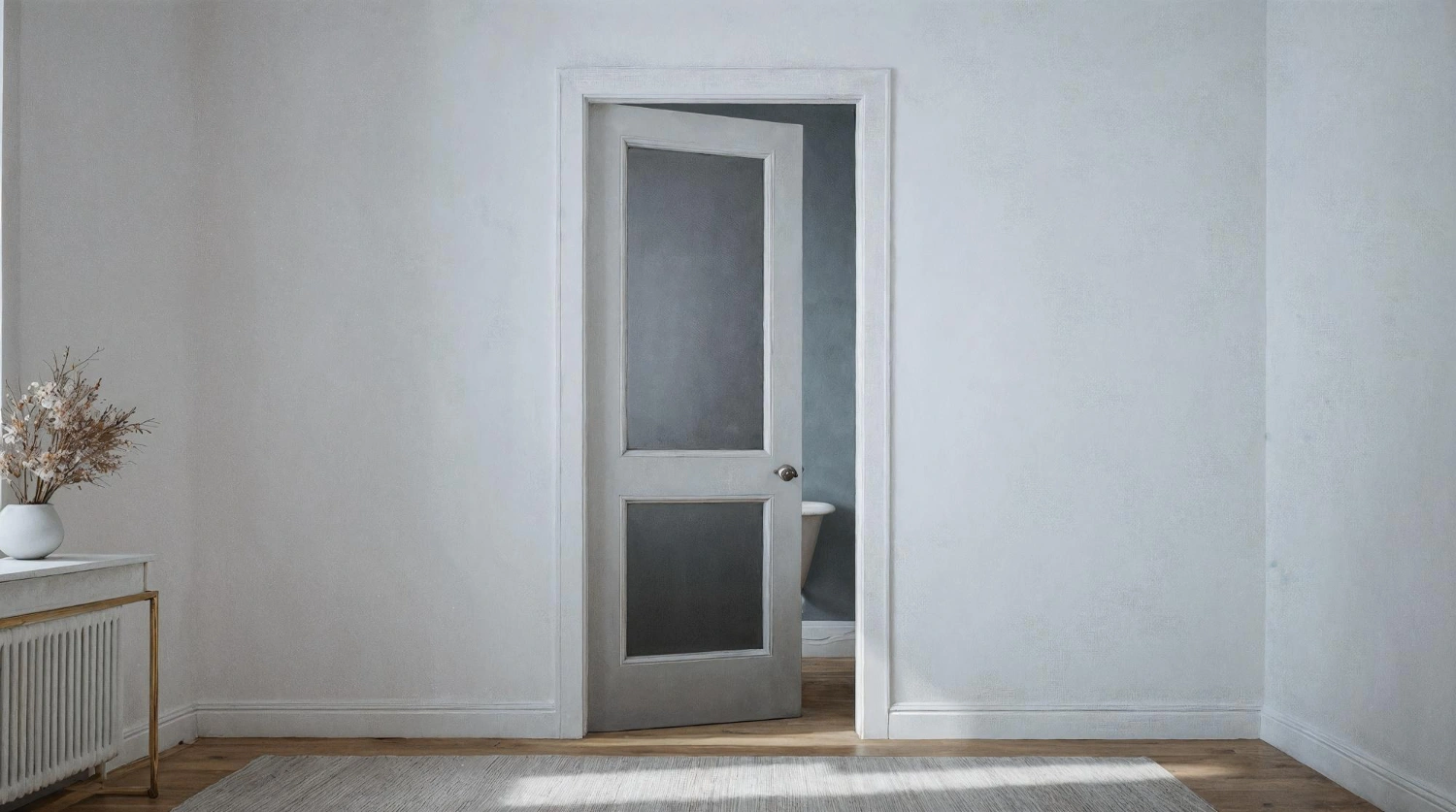 Pintu Kayu Minimalis dengan Dua Panel Kaca Buram