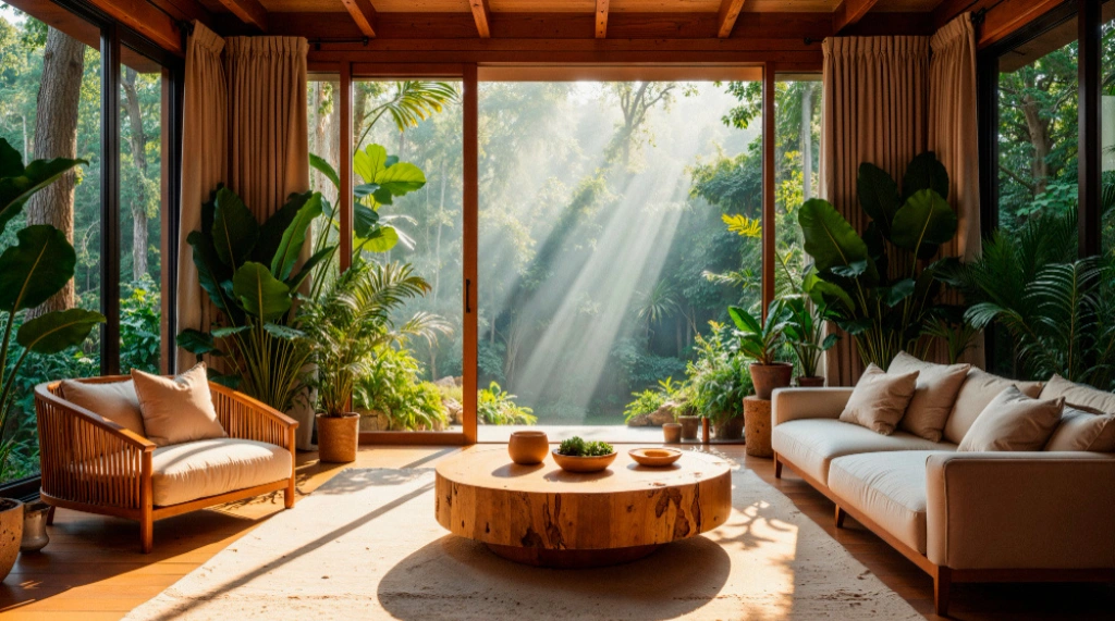 Pintu Kayu Solid + Ruang Tamu Klasik Hangat