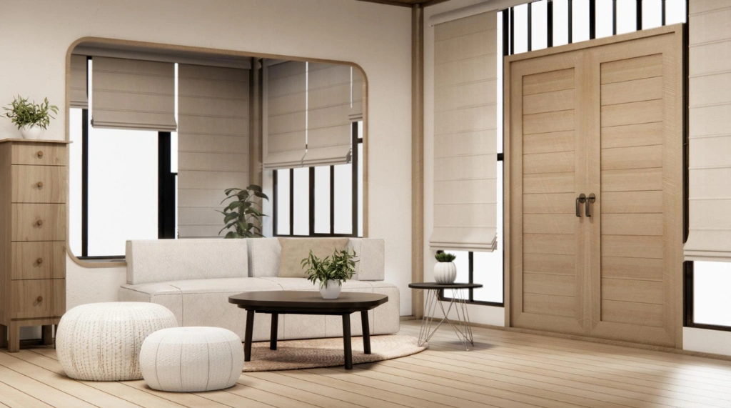 Pintu Kupu Tarung dengan Panel Horizontal Warna Birch Oak