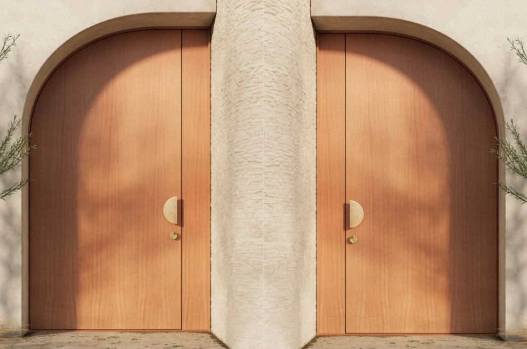 Pintu Minimalis Lengkung dengan Handle Unik