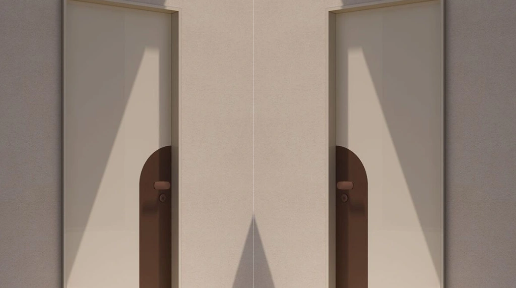 Pintu Modern dengan Aksen Kurva Two-Tone