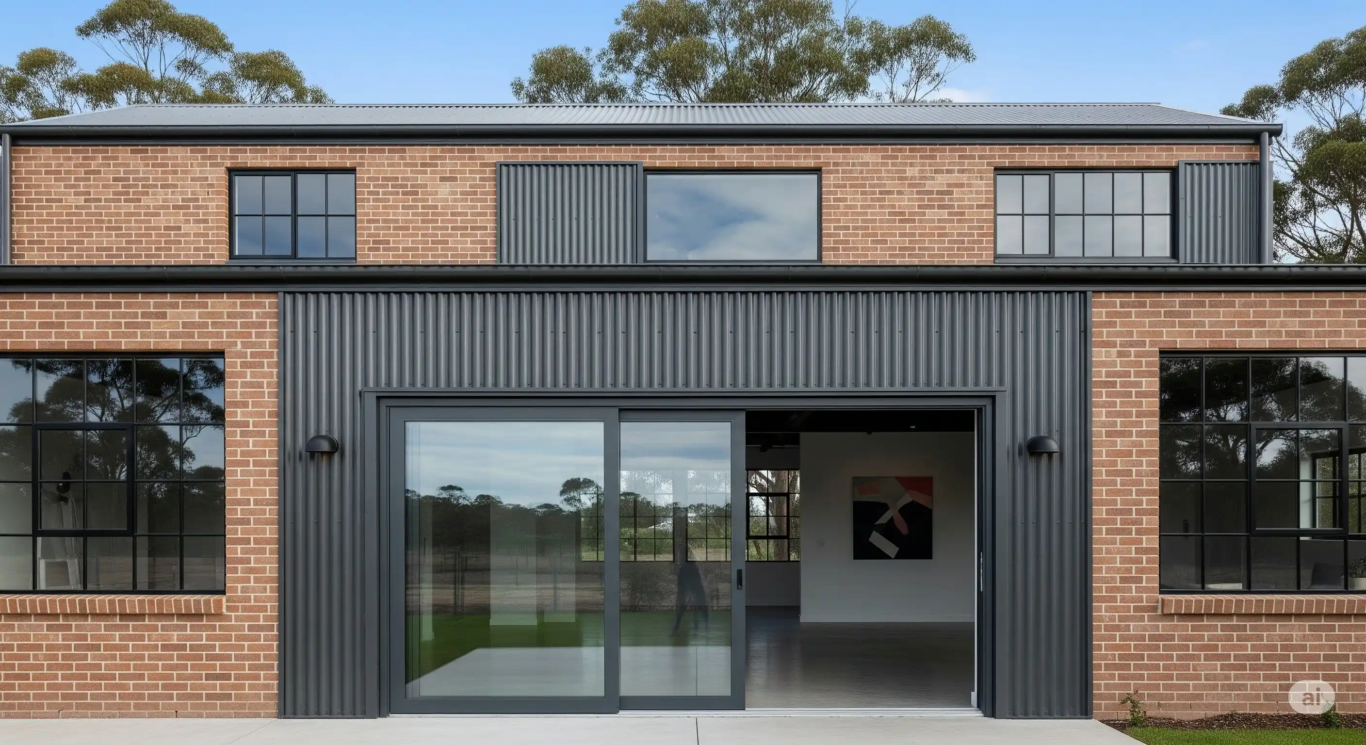 Pintu Sliding Aluminium 2 Daun untuk Hunian Bergaya Industrial