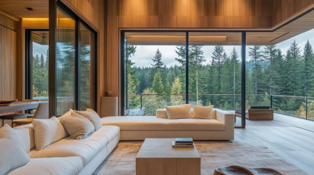 Pintu Sliding Kaca + Ruang Tamu Compact