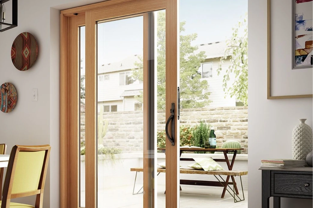 Pintu Sliding Kaca Motif Kayu