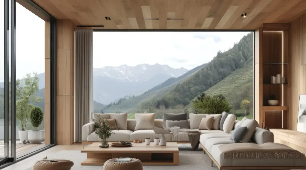 ruang tamu dan ruang keluarga pintu jendela aluminium