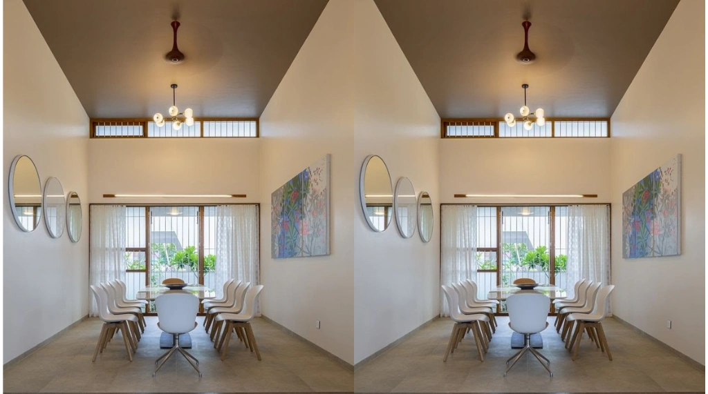 Teralis Jendela Minimalis untuk Ruang Makan Plafon Tinggi